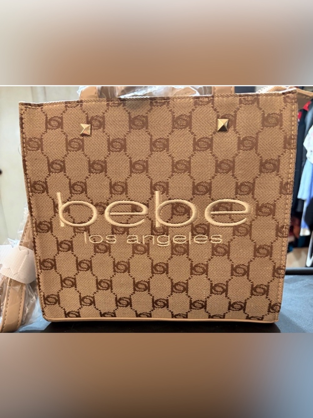 bebe Talulla Small Satchel Beige/Brown | NWT
